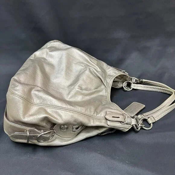 Coach Vintage Silver Soft Leather Satchel Purse Bag with Double Handle - Picture 4 of 12